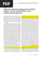 CCLM) Laboratory Demand Management of Repetitive Testing Time for Harmonisation and an Evidenced Based Approach