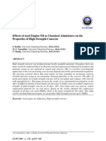 Effects of Used Engine Oil As Chemical Admixtures On The Properties of High Strength Concrete