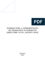 ABNT 2002 NBR - Normas para Apresentação de Trabalho Acadêmicos