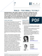 FTI Consulting Snapshot: Nanomaterials - Too Small To Fail?