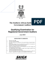 The Southern African Institute of Government Auditors Qualifying Examination For Registered Government Auditors