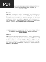 Evaluacion de Las Condiciones Higiènico Sanitarias de Las Empanadas y Papas Rellenas Der Sur de Bucaramanga