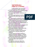 My Self Reflection Checklist As A Teacher