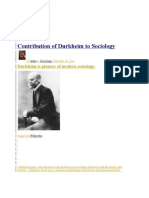 Contribution of Durkheim To Sociology