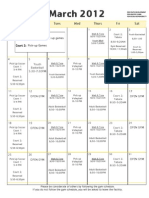 March 2012: Sun Mon Tues Wed Thurs Fri Sat