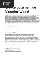 COTE D'IVOIRE: SORO ET LA CPI / Le Document de Victorine Wodié