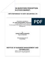 A Study On Investors Perception On Stock Market.: - With Reference To HDFC Securities LTD