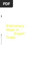 Preliminary Steps in Export Trade