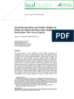 Social Discount Rates and Welfare Weights For Public Investment Decisions Under Budgetary Restrictions: The Case of Cyprus