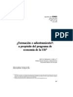 (LOPEZ A. Hector Fernando) Formacion o Adiestramiento, A Propósito Del Programa de Economia UIS