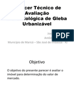 Parecer Técnico de Avaliação Mercadológica de Gleba Urbanizável