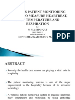 Wireless Patient Monitoring System To Measure Heartbeat, Body Temperature and Respiration