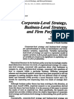 007 Corporate Level Strategy, Business Level Strategy and Firm Performance