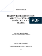 Texto y Representación. Aproximación A Una Teoría Crítica Del Teatro - Santiago Trancón