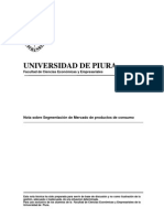 Nota Sobre Segmentación de Mercados de Productos de Consumo