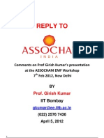 REPLY TO - Comments On Prof Girish Kumar's Presentation On Cell Tower Radiation at ASSOCHAM