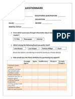 Questionnaire: OCCUPATION