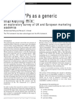 Using 7p, Generic Marketing Mix