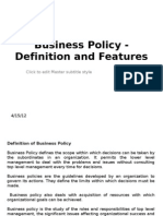 Business Policy - Definition and Features