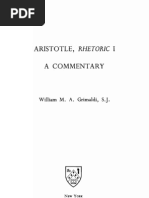 William M.A. Grimaldi-Aristotle, Rhetoric I. A Commentary - Fordham University Press (1980)