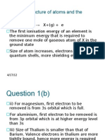 Electronic Structure of Atoms and The Periodic Table Exercise