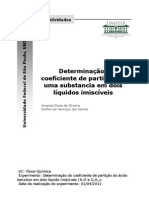 Determinação Do Coeficiente de Partição de Uma Substancia em Dois Líquidos Imiscíveis