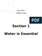 Section 1 Water Is Essential: Senior Science 8.2 Water For Living