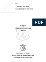 M. Tech. DEGREE Non Destructive Testing: Syllabus FOR Credit Based Curriculum (2009 - 2010)