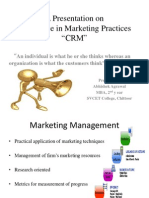 A Presentation On Excellence in Marketing Practices "CRM"