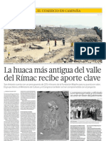 EL COMERCIO - La Huaca Más Antigua Del Valle Del Rímac Recibe Aporte Clave