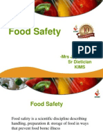 Food Safety: - Mrs Jayasree N S SR Dietician Kims