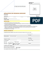 Application For Freshman Admission - PDF UA & P