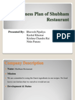 Business Plan of Shubham Restaurant: Presented By: Bhavesh Pipaliya