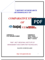 Comparative Study OF V/S: Project Report of Research Methodology On