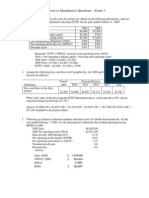 Answers For Quantitative Questions (Exam 3)