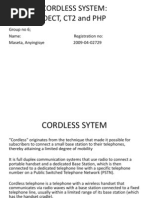 Cordless System: Dect, Ct2 and PHP