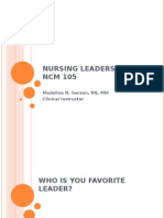 Nursing Leadership NCM 105: Madeline N. Gerzon, RN, MM Clinical Instructor