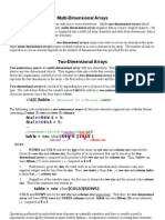 Multi Dimensional Arrays