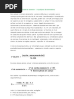 Cálculo Da Quantidade de Sementes e Regulagem Da Semeadora