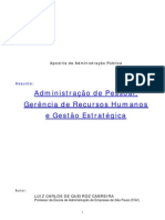 Administração Pública de Pessoal Gerência de Recursos Humanos E Gestão Estratégica