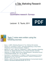 Course Title: Marketing Research: Topic 7. Quantitative Research: Surveys