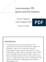 Macroeconomics III: Consumption and Investment: Gavin Cameron Lady Margaret Hall