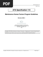 ATA Specification 113: Maintenance Human Factors Program Guidelines