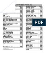 Stationery Price List