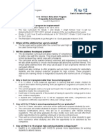 DEPED K To 12 Basic Education Program - Frequently Asked Questions (FAQs) As of April 2012