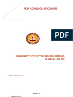 Research Admission Brochure: Indian Institute of Technology Madras CHENNAI - 600 036