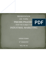 Pricing Policies Industrisl Marketing: Presentation On Topic