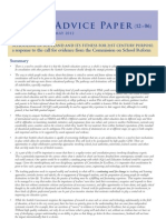 SCHOOLING IN SCOTLAND AND ITS FITNESS FOR 21st CENTURY PURPOSE:a Response To The Call For Evidence From The Commission On School Reform