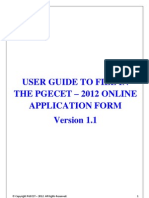 User Guide To Fill in The Pgecet - 2012 Online Application Form