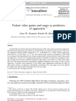 Violent Video Games and Anger As Predictors of Aggression: Gary W. Giumetti, Patrick M. Markey